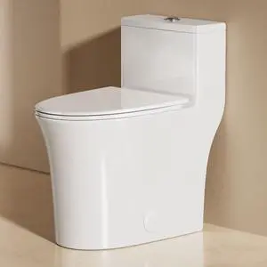 One Piece Sleek Modern Toilet, ADA Chair Seat Height 17", Dual Flush 0.9/1.28 GPF, MAP 1000g, 12" Rough-In, Compact Fully Skirted Round Toilet for Bathrooms Soft Close Seat One Piece Sleek Modern Toilet, ADA Chair Seat Height 17", Dual Flush 0.9/1.28 GPF, MAP 1000g, 12" Rough-In, Compact Fully Skirted Round Toilet for Bathrooms Soft Close Seat