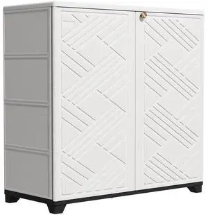 Outdoor Storage Cabinet Waterproof, 60 Gallon Resin Outdoor Storage Shed for Patio/Garden/Backyard, Outdoor Storage Box for Cushions,Garden Tools and Pool Supplies(White with 1 Shelving) Outdoor Storage Cabinet Waterproof, 60 Gallon Resin Outdoor Storage Shed for Patio/Garden/Backyard, Outdoor Storage Box for Cushions,Garden Tools and Pool Supplies(White with 1 Shelving)