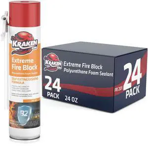 Extreme Orange Fire Block Foam - (24x24oz) Fire Rated Polyurethane Spray for Gap Filling, Sealing on Windows, Walls, Joints & Pipes, Straw Use High Expansion Fire Proof Foam - 24 Pack Extreme Orange Fire Block Foam - (24x24oz) Fire Rated Polyurethane Spray for Gap Filling, Sealing on Windows, Walls, Joints & Pipes, Straw Use High Expansion Fire Proof Foam - 24 Pack