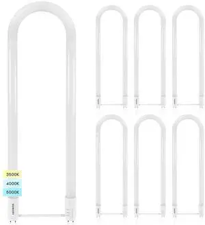 U Bend LED Tube Light, T8 T12, 17.5W (32W Equivalent), 3 Colors 3500K | 4000K | 5000K, 2100 Lumens, Fluorescent Light Tube Replacement, Direct or Ballast Bypass, UL Certified, G13 Base, 6-Pack U Bend LED Tube Light, T8 T12, 17.5W (32W Equivalent), 3 Colors 3500K | 4000K | 5000K, 2100 Lumens, Fluorescent Light Tube Replacement, Direct or Ballast Bypass, UL Certified, G13 Base, 6-Pack