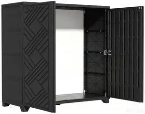 Outdoor Storage Cabinet Waterproof, 60 Gallon Resin Outdoor Storage Shed for Patio/Garden/Backyard, Outdoor Storage Box for Cushions,Garden Tools and Pool Supplies(Black W/O Shelving) Outdoor Storage Cabinet Waterproof, 60 Gallon Resin Outdoor Storage Shed for Patio/Garden/Backyard, Outdoor Storage Box for Cushions,Garden Tools and Pool Supplies(Black W/O Shelving)