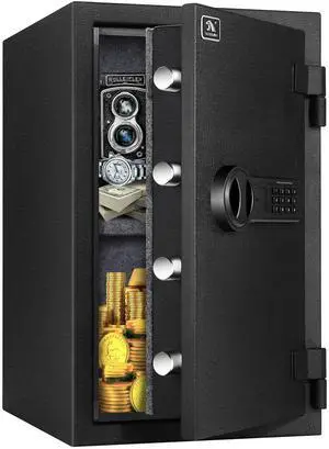Fireproof Safe, 1.8 Cubic Feet Large Steel Digital Safe Box with Code Button Keypad, Heavy Duty Safe for Home and Office Fireproof Safe, 1.8 Cubic Feet Large Steel Digital Safe Box with Code Button Keypad, Heavy Duty Safe for Home and Office