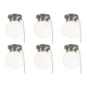6" Utility LED Glass Flush Mount with Pull Chain - Globe Light Fixture - 500 Lumens 3000K Light Fixture for Closet, Pantry, Shed, Laundry Room - ETL-Certified (Brushed Nickel, 6-Pack) 6" Utility LED Glass Flush Mount with Pull Chain - Globe Light Fixture - 500 Lumens 3000K Light Fixture for Closet, Pantry, Shed, Laundry Room - ETL-Certified (Brushed Nickel, 6-Pack)
