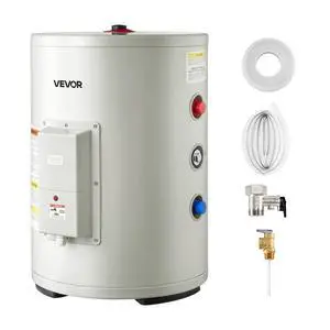 Electric Tank Water Heater, 12 Gallon, 1600W Point-of-Use Hot Water Heater with LED Display, Knob Control, Side Outlet, 120V Storage Design with T&P Valve for Small Apartments & Studios, Gray Electric Tank Water Heater, 12 Gallon, 1600W Point-of-Use Hot Water Heater with LED Display, Knob Control, Side Outlet, 120V Storage Design with T&P Valve for Small Apartments & Studios, Gray