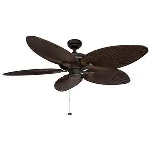 Ceiling Fans Palm Island, 52 Inch Tropical Indoor Outdoor Ceiling Fan with No Light, Pull Chain, Dual Mounting Options, 5 Palm Leaf Blades, Wet-Rated - 50207-01 (Bronze) Ceiling Fans Palm Island, 52 Inch Tropical Indoor Outdoor Ceiling Fan with No Light, Pull Chain, Dual Mounting Options, 5 Palm Leaf Blades, Wet-Rated - 50207-01 (Bronze)