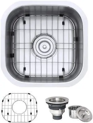 16 x 16 Inch RVM4138 Undermount Bar Sink - 16 Gauge Stainless Steel Kitchen Sink Single Bowl with Brushed Finish hides scratches, Easy-to-Clean Undermount kitchen Sink 16 x 16 Inch RVM4138 Undermount Bar Sink - 16 Gauge Stainless Steel Kitchen Sink Single Bowl with Brushed Finish hides scratches, Easy-to-Clean Undermount kitchen Sink