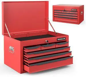 Tool Box, 24 Steel Tool Chest w/6 Drawers, Top Tool Tray,Automatic Lock, Protective Liners, Handle, Smooth Ball Bearing Sides, Portable Tool Storage Organizer, Toolbox for Garage Workshop Tool Box, 24 Steel Tool Chest w/6 Drawers, Top Tool Tray,Automatic Lock, Protective Liners, Handle, Smooth Ball Bearing Sides, Portable Tool Storage Organizer, Toolbox for Garage Workshop
