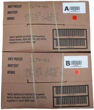 MRE Meals Ready to Eat A & B Case Bundle (2 x 12 Packs) 2025 Inspection or Better Emergency Survival Food w/Flameless Heaters MRE Meals Ready to Eat A & B Case Bundle (2 x 12 Packs) 2025 Inspection or Better Emergency Survival Food w/Flameless Heaters