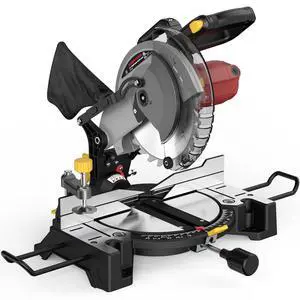 10-inch Compound Miter Saw, 5000RPM, 15 Amp, Single Bevel 0-45° with Extension Table, 36T Blade, Power Saw for Metal, Plastic, Wood, Laminates 10-inch Compound Miter Saw, 5000RPM, 15 Amp, Single Bevel 0-45° with Extension Table, 36T Blade, Power Saw for Metal, Plastic, Wood, Laminates