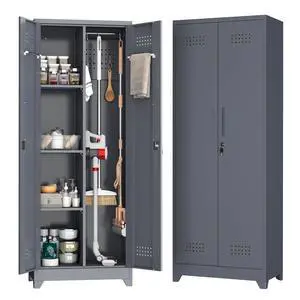 Broom Closet,Broom Closet Storage Cabinets with Lock, 65" Metal Garage Organization Cabinet,Cleaning SupplyUtility Storage Cabinet with Pegboard & Shelves for Laundry Room,Workshop Broom Closet,Broom Closet Storage Cabinets with Lock, 65" Metal Garage Organization Cabinet,Cleaning SupplyUtility Storage Cabinet with Pegboard & Shelves for Laundry Room,Workshop