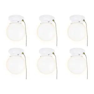 6" Utility LED Glass Flush Mount with Pull Chain - Globe Light Fixture - 500 Lumens 3000K Light Fixture for Closet, Pantry, Shed, Laundry Room - ETL-Certified (Matte White, 6-Pack) 6" Utility LED Glass Flush Mount with Pull Chain - Globe Light Fixture - 500 Lumens 3000K Light Fixture for Closet, Pantry, Shed, Laundry Room - ETL-Certified (Matte White, 6-Pack)