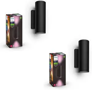 Appear Outdoor Smart Wall Light, Black - White and Color Ambiance LED Color-Changing Light - 2 Pack - Requires Hue Bridge - Control with Hue App and Voice - Weatherproof Appear Outdoor Smart Wall Light, Black - White and Color Ambiance LED Color-Changing Light - 2 Pack - Requires Hue Bridge - Control with Hue App and Voice - Weatherproof