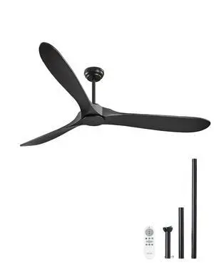72 Inch Ceiling Fan without Light, 6-Speed Remote Control, 3-Wood-Blade, Reversible DC Motor, Modern Low Profile Flush Mount Exterior Fan for Bedroom, Living Room, Patio, Indoor/Outdoor, Black 72 Inch Ceiling Fan without Light, 6-Speed Remote Control, 3-Wood-Blade, Reversible DC Motor, Modern Low Profile Flush Mount Exterior Fan for Bedroom, Living Room, Patio, Indoor/Outdoor, Black