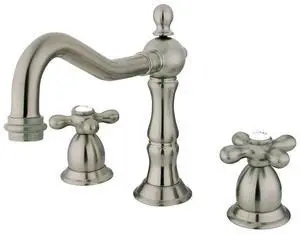 KS1978AX Heritage Widespread Lavatory Faucet with Metal Cross Handle, Brushed Nickel KS1978AX Heritage Widespread Lavatory Faucet with Metal Cross Handle, Brushed Nickel