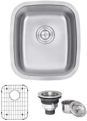 15 x 18 inch Undermount Bar Sink - 16 Gauge Stainless Steel Bar Prep Sink with Brushed Finish hides scratches - Easy-to-Clean Undermount Sink - RVM4110 15 x 18 inch Undermount Bar Sink - 16 Gauge Stainless Steel Bar Prep Sink with Brushed Finish hides scratches - Easy-to-Clean Undermount Sink - RVM4110