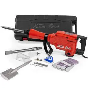 2200W Demolition Electric Jack Hammer DIY Demo Jack Hammer Construction Concrete Floor Scrap Breaker Drill 3pcs Chisel Bit Point, Bull, Shovel With Carrying Case 2200W Demolition Electric Jack Hammer DIY Demo Jack Hammer Construction Concrete Floor Scrap Breaker Drill 3pcs Chisel Bit Point, Bull, Shovel With Carrying Case