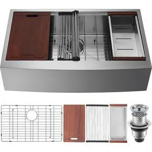 Farmhouse Kitchen Sink, 304 Stainless Steel Drop-In Sinks, Top Mount Single Bowl Basin with Ledge & Accessories, Household Dishwasher Sinks for Workstation, Prep Kitchen, and Bar Sink, 30 inch Farmhouse Kitchen Sink, 304 Stainless Steel Drop-In Sinks, Top Mount Single Bowl Basin with Ledge & Accessories, Household Dishwasher Sinks for Workstation, Prep Kitchen, and Bar Sink, 30 inch