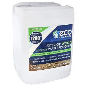 Exterior Wood Siloxane Odorless Spray-On Application Waterproofer Water Repellent, Safe for Use Around Plants, Pets, and People, 5 Gallon Exterior Wood Siloxane Odorless Spray-On Application Waterproofer Water Repellent, Safe for Use Around Plants, Pets, and People, 5 Gallon