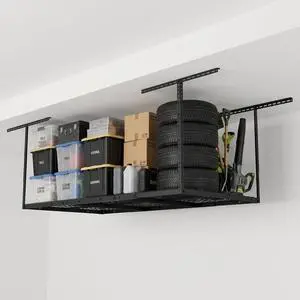 3x6 ft Adjustable Overhead Garage Storage Rack, 72" L x 36" W x 40" H, 450 lbs Weight Capacity, Black, Classic Series 3x6 ft Adjustable Overhead Garage Storage Rack, 72" L x 36" W x 40" H, 450 lbs Weight Capacity, Black, Classic Series