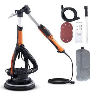 Wall Smoother, 900W Electric Tool with 12 Sanding Discs, 800 to 1800 RPM Speed, 3 Vacuum Hoses, Collapsible for Ceiling Use, Dual LED Lights, Telescoping Handle, and Built-in Dust Collector Wall Smoother, 900W Electric Tool with 12 Sanding Discs, 800 to 1800 RPM Speed, 3 Vacuum Hoses, Collapsible for Ceiling Use, Dual LED Lights, Telescoping Handle, and Built-in Dust Collector
