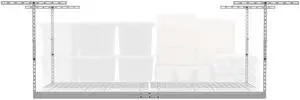 MonsterRax Overhead Garage Storage Rack - 4 x 8 Ceiling Rack for Garage Racks, Organization Shelving, Adjustable Hanging Shelf, White, 12"-21" Height Adjustment MonsterRax Overhead Garage Storage Rack - 4 x 8 Ceiling Rack for Garage Racks, Organization Shelving, Adjustable Hanging Shelf, White, 12"-21" Height Adjustment