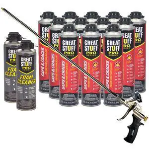 Gaps & Cracks 24 oz Complete Kit 12-Pack Foam Sealant with AWF PRO 2 ft Professional Spray Foam Gun & 2 Cans of Cleaner Gaps & Cracks 24 oz Complete Kit 12-Pack Foam Sealant with AWF PRO 2 ft Professional Spray Foam Gun & 2 Cans of Cleaner