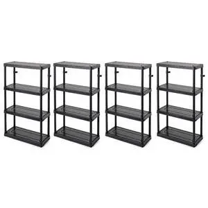 4 Shelf Fixed Height Medium Duty Storage Unit 14 x 32 x 54.5" Organizer System for Home, Garage, Basement, & Laundry, Black (4 Pack) 4 Shelf Fixed Height Medium Duty Storage Unit 14 x 32 x 54.5" Organizer System for Home, Garage, Basement, & Laundry, Black (4 Pack)
