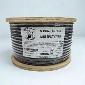 14 AWG 4-Conductor Mini-Split Cable 250 FT (Black) 600V 100% Copper UL Listed Indoor/Outdoor Made in USA 14 AWG 4-Conductor Mini-Split Cable 250 FT (Black) 600V 100% Copper UL Listed Indoor/Outdoor Made in USA