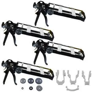 Dual Cartridge Epoxy Gun for 200mL, 250mL, 400 mL, 450 mL (1:1 and 2:1) Dual Component Cartridges 25:1 Thrust Ratio, Professional 2 Part Epoxy Gun, Pack of 4 Dual Cartridge Epoxy Gun for 200mL, 250mL, 400 mL, 450 mL (1:1 and 2:1) Dual Component Cartridges 25:1 Thrust Ratio, Professional 2 Part Epoxy Gun, Pack of 4