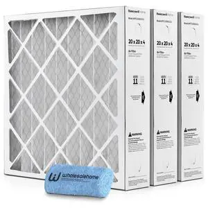 20x20x4 Air Filter Replacement MERV 11, FC100A1011 Pleated HVAC AC Furnace Filters with Cleaning Cloth, 3-Pack (Actual Size: 19.94 x 19.75 x 4.38 Inches) 20x20x4 Air Filter Replacement MERV 11, FC100A1011 Pleated HVAC AC Furnace Filters with Cleaning Cloth, 3-Pack (Actual Size: 19.94 x 19.75 x 4.38 Inches)