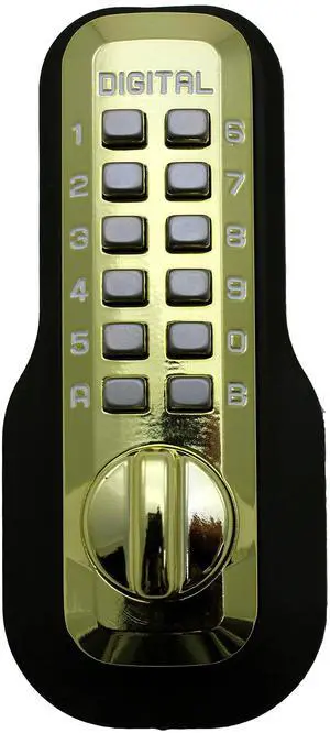 Digital Door Lock M210 Mechanical Keyless Deadbolt, Bright Brass Digital Door Lock M210 Mechanical Keyless Deadbolt, Bright Brass
