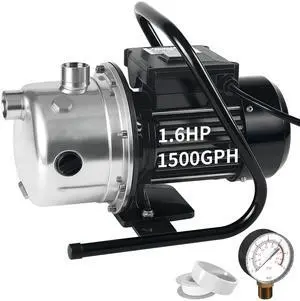 Shallow Well Pump, Stainless Steel Water Transfer Pump, 115V Garden Irrigation Pump, Water Booster Jet Pump for Home Garden Lawn Farm, Silver Shallow Well Pump, Stainless Steel Water Transfer Pump, 115V Garden Irrigation Pump, Water Booster Jet Pump for Home Garden Lawn Farm, Silver
