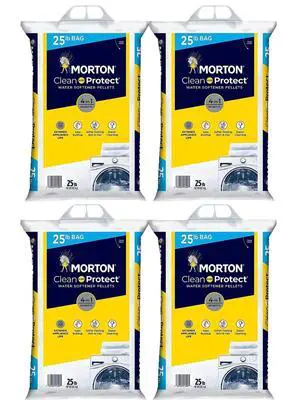 Morton Salt Clean and Protect Water Softener Salt Pellets, 25 LBs Bag (Pack-4) Morton Salt Clean and Protect Water Softener Salt Pellets, 25 LBs Bag (Pack-4)