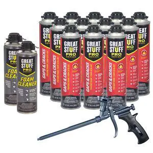 Gaps & Cracks 24 oz Complete Kit 12-Pack Foam Sealant with AWF PRO 8 in PTFE Coated Professional Spray Foam Gun & 2 Cans of Cleaner Gaps & Cracks 24 oz Complete Kit 12-Pack Foam Sealant with AWF PRO 8 in PTFE Coated Professional Spray Foam Gun & 2 Cans of Cleaner