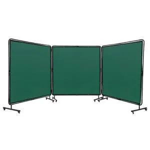 Welding Screen with Frame, 6' x 6' 3 Panel Welding Curtain Screens, Flame-Resistant Vinyl Welding Protection Screen on 12 Swivel Wheels (6 Lockable), Movable & Professional for Workshop, Green Welding Screen with Frame, 6' x 6' 3 Panel Welding Curtain Screens, Flame-Resistant Vinyl Welding Protection Screen on 12 Swivel Wheels (6 Lockable), Movable & Professional for Workshop, Green