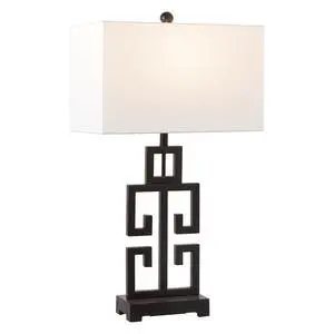 Lighting Collection Greek Key Table Lamp Set of 2 Oil-Rubbed Bronze Base with White Fabric Shade, LED Bulbs Included, 29-Inch Bedroom Living Room Desk Lamps (LIT4305B-SET2) Lighting Collection Greek Key Table Lamp Set of 2 Oil-Rubbed Bronze Base with White Fabric Shade, LED Bulbs Included, 29-Inch Bedroom Living Room Desk Lamps (LIT4305B-SET2)