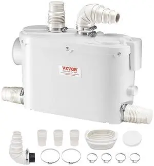 Macerator Pump, 500W, 29 GPM Flow, 26 ft/8 m Head, Macerator Wall-Hung Toilet Pump with 4 Water Inlets, Waste Water Disposal Upflush Machine for Toilet, Basement, Shower, Sink, Laundry, Bathtub Macerator Pump, 500W, 29 GPM Flow, 26 ft/8 m Head, Macerator Wall-Hung Toilet Pump with 4 Water Inlets, Waste Water Disposal Upflush Machine for Toilet, Basement, Shower, Sink, Laundry, Bathtub
