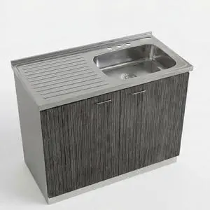 Napoles Utility Sink Base Cabinet with Integrated Stainless Steel Countertop, Freestanding Cabinet with Double Doors, Interior Shelf for Laundry Room, Utility Room, Mudroom or Kitchen Napoles Utility Sink Base Cabinet with Integrated Stainless Steel Countertop, Freestanding Cabinet with Double Doors, Interior Shelf for Laundry Room, Utility Room, Mudroom or Kitchen