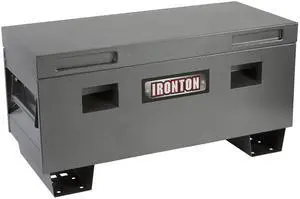 36-Inch Heavy-Duty Steel Jobsite Box, 16-Gauge Steel Storage Chest with Hammertone Finish and Lockable Lid, Grey 36-Inch Heavy-Duty Steel Jobsite Box, 16-Gauge Steel Storage Chest with Hammertone Finish and Lockable Lid, Grey