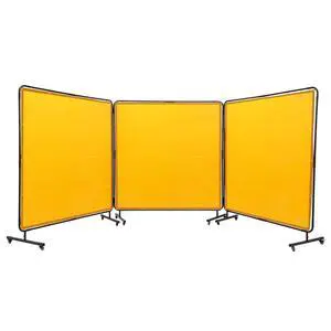 Welding Screen with Frame, 6' x 6' 3 Panel Welding Curtain Screens, Flame-Resistant Vinyl Welding Protection Screen on 12 Swivel Wheels (6 Lockable), Movable & Professional for Workshop, Yellow Welding Screen with Frame, 6' x 6' 3 Panel Welding Curtain Screens, Flame-Resistant Vinyl Welding Protection Screen on 12 Swivel Wheels (6 Lockable), Movable & Professional for Workshop, Yellow