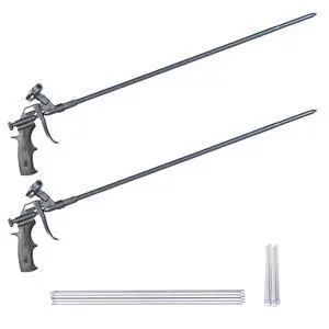 Spray Foam Gun 2' Long Nozzle, High Precision, Adjustable Flow Control, Contractor-Grade Pro Applicator for Insulating Foam Sealant, Full PTFE Coated, Pack of 2 Spray Foam Gun 2' Long Nozzle, High Precision, Adjustable Flow Control, Contractor-Grade Pro Applicator for Insulating Foam Sealant, Full PTFE Coated, Pack of 2