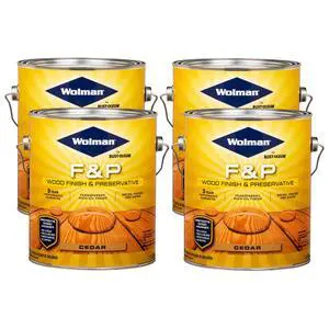 14416-4PK F&P Oil-Based Wood Finish & Preservative Transparent Stain, Gallon, Cedar, 4 Pack 14416-4PK F&P Oil-Based Wood Finish & Preservative Transparent Stain, Gallon, Cedar, 4 Pack