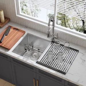 32 Inch Undermount Double Bowl Handmade 50/50 Kitchen Sink | 304 Stainless Steel, 16 Gauge Thickness, X Drain Line Design, Accessories Combo Included, Large Capacity, 32" x 19" x 10" 32 Inch Undermount Double Bowl Handmade 50/50 Kitchen Sink | 304 Stainless Steel, 16 Gauge Thickness, X Drain Line Design, Accessories Combo Included, Large Capacity, 32" x 19" x 10"