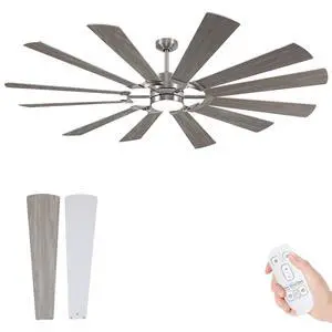 62'' Farmhouse Ceiling Fan with Light,12 Dual-Finish Wind Mill Blades, 3 Downrods, 6-Speed Reversible DC Motor, High CFM, 3CCT, Indoor Outdoor Modern Industrial Fans for Patio Commercial Shop Garage 62'' Farmhouse Ceiling Fan with Light,12 Dual-Finish Wind Mill Blades, 3 Downrods, 6-Speed Reversible DC Motor, High CFM, 3CCT, Indoor Outdoor Modern Industrial Fans for Patio Commercial Shop Garage