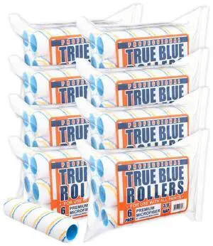 True Blue 9" Professional Paint Roller Covers, 9 Inch, Best for All Types of Painting Surfaces, Refill Bulk Pack (48, 3/8" Nap) True Blue 9" Professional Paint Roller Covers, 9 Inch, Best for All Types of Painting Surfaces, Refill Bulk Pack (48, 3/8" Nap)