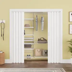 72" x 80" Double Walled PVC Accordion Door Interior with Full-Side Strong Magnetic Strip, Soundproof Accordion Folding Door for Doorway Closet RV Kitchen Bathroom, Sturdy & Easy to Install, Trimmable 72" x 80" Double Walled PVC Accordion Door Interior with Full-Side Strong Magnetic Strip, Soundproof Accordion Folding Door for Doorway Closet RV Kitchen Bathroom, Sturdy & Easy to Install, Trimmable