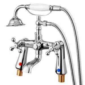 Clawfoot Tub Faucet, Deck Mount Bathtub Faucets with Handheld Shower, Vintage Polished Chrome Clawfoot Tub Filler Faucet Shower Kit with 360° Rotation Spout & 59-inch Long Hose for Bathtubs Clawfoot Tub Faucet, Deck Mount Bathtub Faucets with Handheld Shower, Vintage Polished Chrome Clawfoot Tub Filler Faucet Shower Kit with 360° Rotation Spout & 59-inch Long Hose for Bathtubs