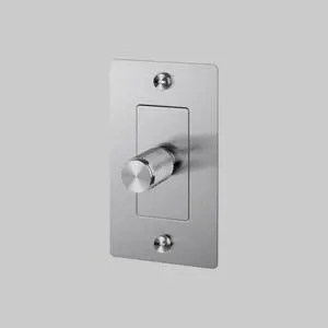 Buster and Punch 1 Gang Single Dimmer Switch LED Cross Knurl Without Logo in Steel Buster and Punch 1 Gang Single Dimmer Switch LED Cross Knurl Without Logo in Steel