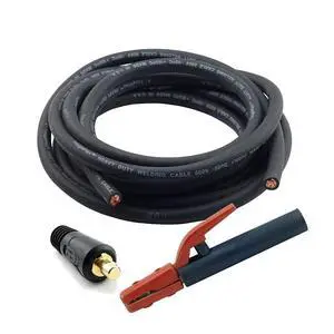 50-ft 2-AWG USA-made Heavy Duty Welding Cable with Stick Electrode Holder Stinger and Dinse-type Twistlock Connector Plug for Welder Whip Lead 50-ft 2-AWG USA-made Heavy Duty Welding Cable with Stick Electrode Holder Stinger and Dinse-type Twistlock Connector Plug for Welder Whip Lead