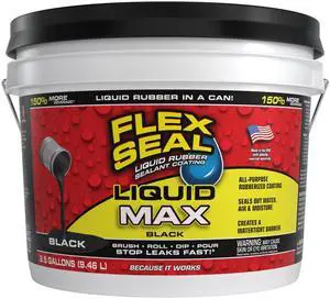 Liquid Rubber Coating Sealant, Waterproof, Flexible, Breathable, and UV Resistant, Roof Repair, Basements, RV, Campers, Trailers, Marine, EPDM, Masonry, MAX, Black, 2.5 Gallon Liquid Rubber Coating Sealant, Waterproof, Flexible, Breathable, and UV Resistant, Roof Repair, Basements, RV, Campers, Trailers, Marine, EPDM, Masonry, MAX, Black, 2.5 Gallon